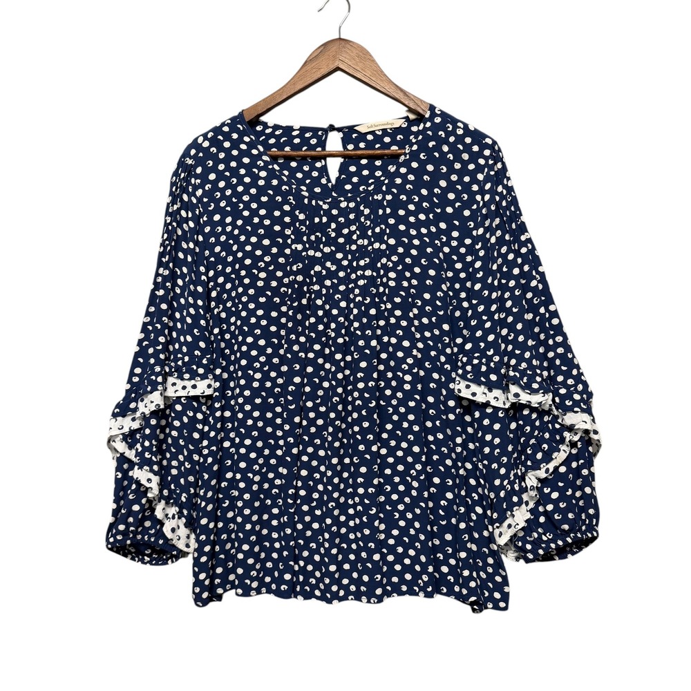 Soft Surroundings Womens Top Polka Dot Boho‎ Hippie Coastal Feminine Cottagecore